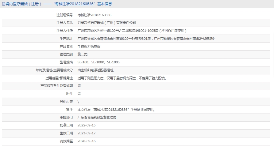 眼科诊察医用设备供应SL-100手持视力筛查仪万灵帮桥1